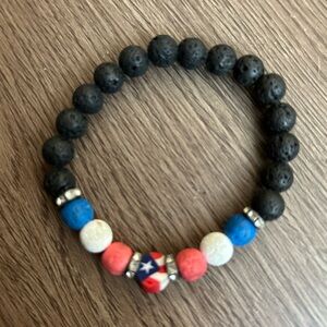 Puerto Rico flag lava Beaded Bracelet